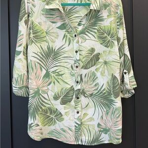 Alison Daley Tropical Leaf Print Button-Up Blouse